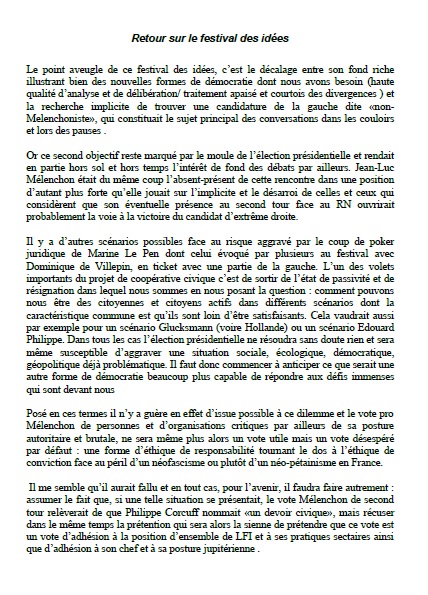 Publication Archipel Retour sur le festival des idées